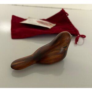 Handcrafted Wooden Comfort Bird Bob Smith Red Velvet Pouch Grief Love Kindness